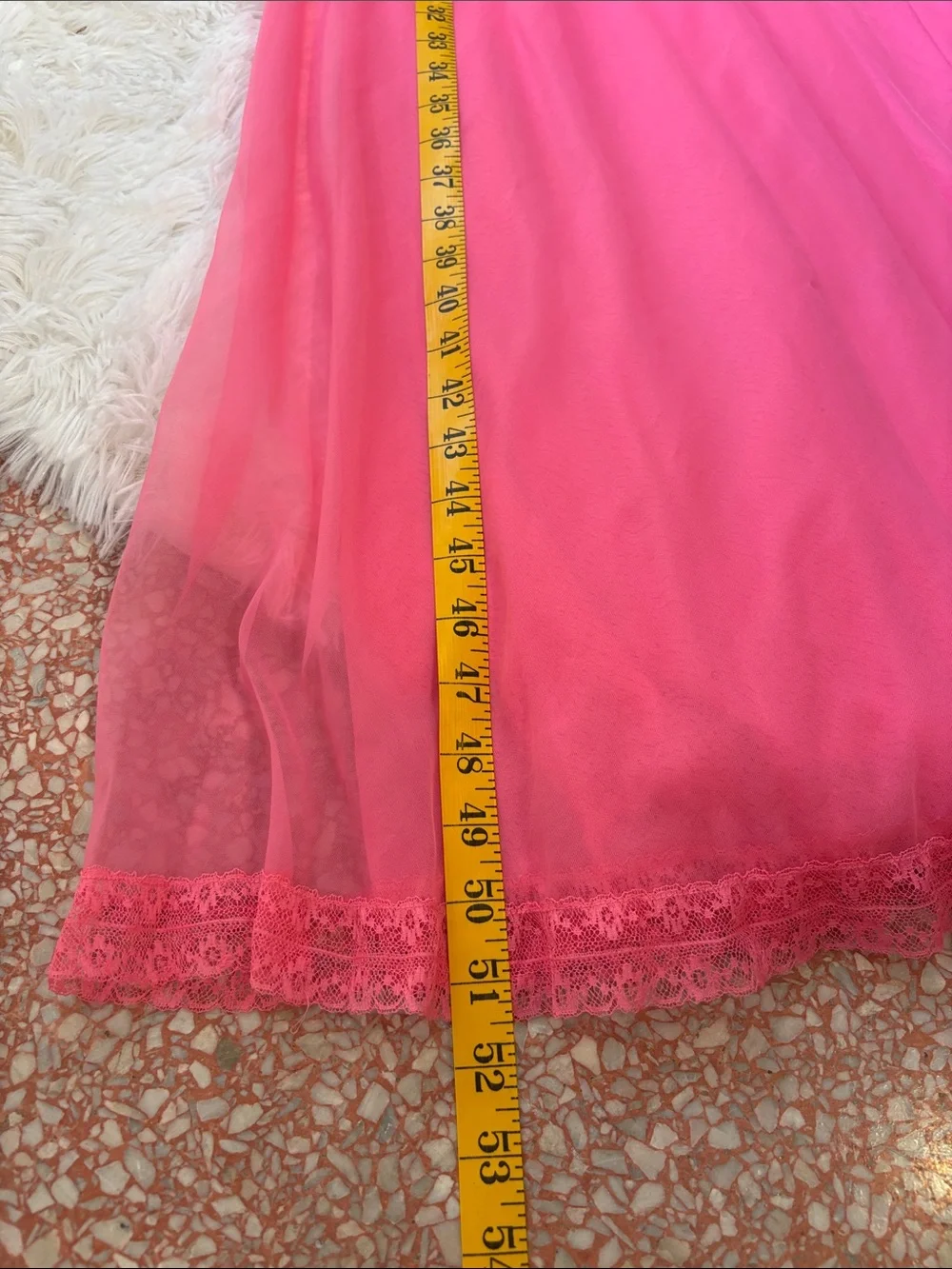 Lucie Ann Layered Pink Chiffon Peignoir Set with Pom Accents! Rare find! Sz M